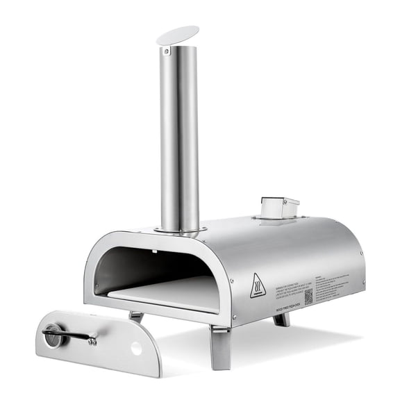 Pizza Oven Outdoor 12" Pellet Stove, Portable Wood Fired Pizza Maker, Stainless Steel Pizza Oven with Thermometer, Pizza Stone & Shovel