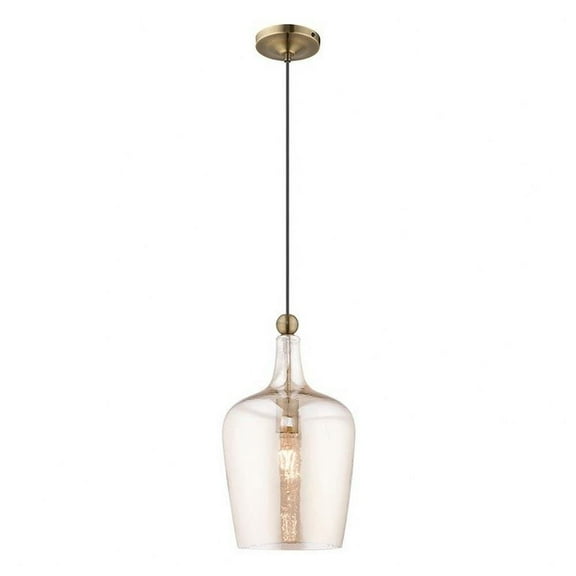 1 Light Mini Pendant in Coastal Style 9.25 inches Wide By 18.5 inches High-Antique Brass Finish Bailey Street Home 218-Bel-3110192