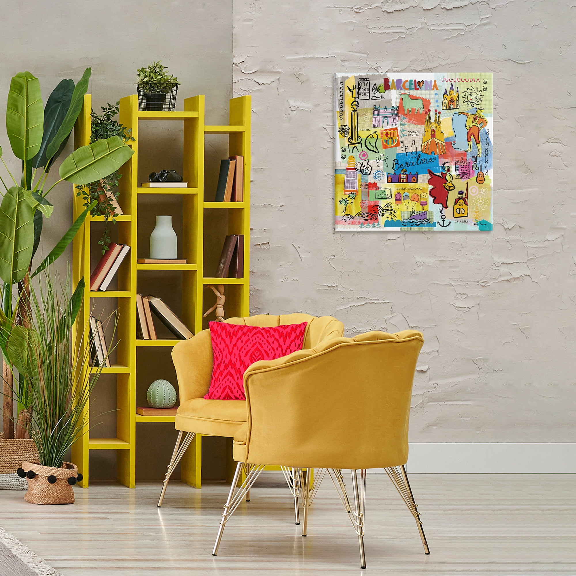 Stupell Industries Colores de Barcelona Cities & Countries Painting Wrapped Canvas Art Print Wall Art, 24 x 24