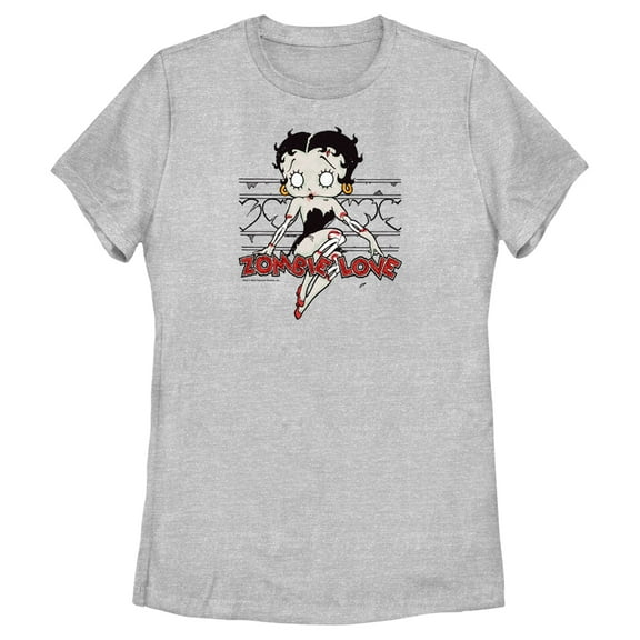 Women's Betty Boop Halloween Zombie Love  Graphic Tee Athletic Heather X Large