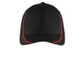 thumbnail image 2 of Sport Tek Adult Unisex Regular Colorblock Cap Black/True Red X-Small, 2 of 2
