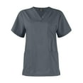 thumbnail image 3 of ASDFVBKG Scrubs for Women Set V-Neck Short Sleeve Solid Color Plus Size Clothing and Jogger Pant Set with 6 Pockets Gray XXL, 3 of 6