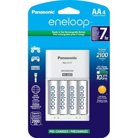 UPC: 0073096902145 | Panasonic K-KJ17MCA4BA Advanced Individual Battery Charger Pack with 4 AA Eneloop Nickel Metal Hydride Rechargeable Batteries