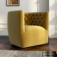 thumbnail image 4 of Pemberly Row Mid-century Velvet Tufted Back Swivel Chair in Gold Yellow, 4 of 7