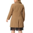 thumbnail image 3 of Agnes Orinda Women's Plus Size Coat Solid Single Breasted Long Fall Winter Outerwear with Pockets 3X Camel, 3 of 6