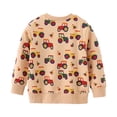 thumbnail image 3 of CUZIBR Baby Boys Crewneck Sweatshirt Cartoon Car Graphic Pullover Long Sleeve Comfort Fall Winter Clothes,Khaki,2-3 Years, 3 of 8