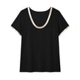 thumbnail image 7 of Tqcoqu Women's Metallic Trim T Shirt V Neck Short Sleeve Tee Casual Summer Tops,Black,Women's S-XXL, 7 of 7