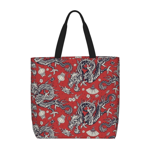 Fotbe Dragons2 Bolsa Tote con Estampado para Mujer, Bolsos con Cremallera, Bolsa de Hombro Casual de Gran Capacidad con Bolsillos Internos