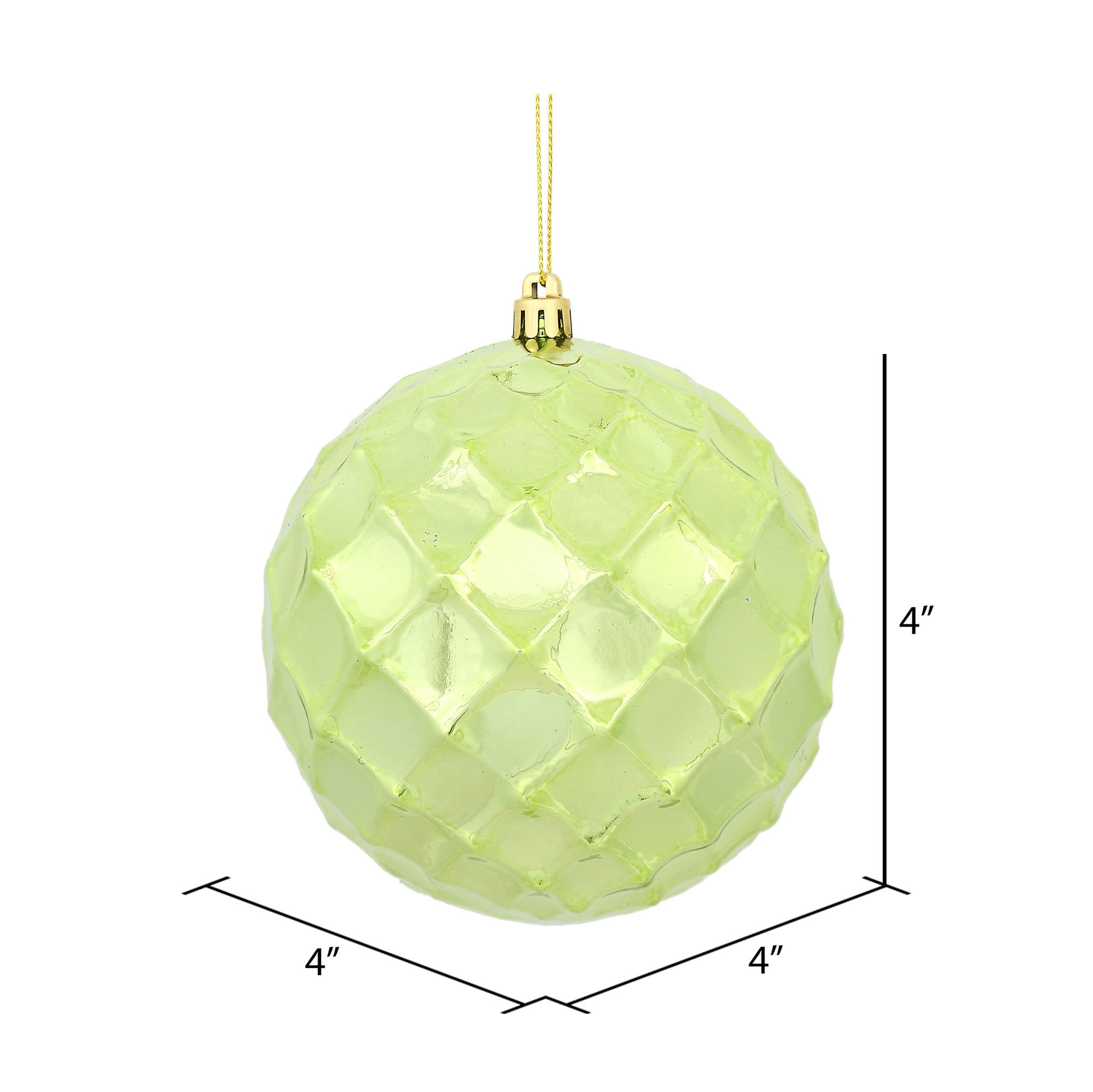 Vickerman 4" Celadon Shiny Diamond Bauble Ornament, 6 per Bag