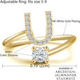 thumbnail image 2 of GHSDFBB Initial Letter Ring for Women Girls Gold Stackable Alphabet Rings with Initial Adjustable Crystal Inlaid Initial Rings Bridesmaid Gift, 2 of 6