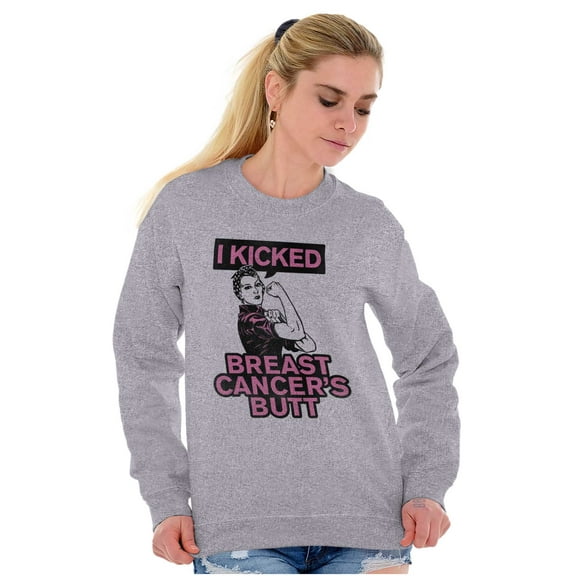 I Kicked Breast Cancers Butt BCA Women Plus Size Crewneck Sweatshirt Brisco Brands 2X