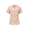 thumbnail image 1 of Easter Scrubs Tops for Women Nursing Uniform Tops T-Shirt V-Neck Short Si Mock Wrap Top Tee, 1 of 2