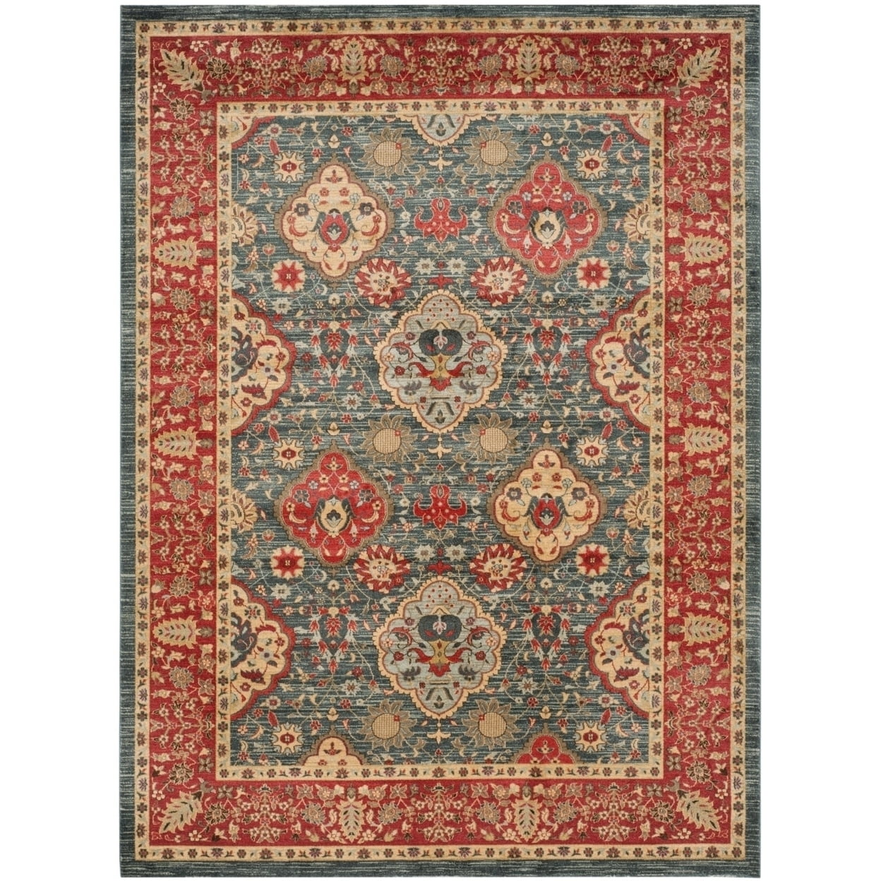 SAFAVIEH Mahal Napier Alfombra Oriental para Ãrea, Azul Marino/rojo, 9' x 12'