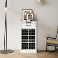 thumbnail image 1 of Brown Walnut Color Modular Wine bar Cabinet with Storage Shelves with Hutch for Dining Room (White + MDF-3), 1 of 8