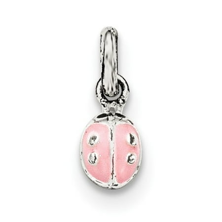 Sterling Silver Pink Enamel Kid's Ladybug Pendant