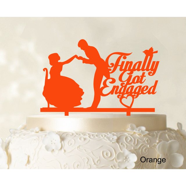 Finally Got Engaged Couple Cake Topper Wedding Cake Topper Color Option Available 6-8 Inches Wide