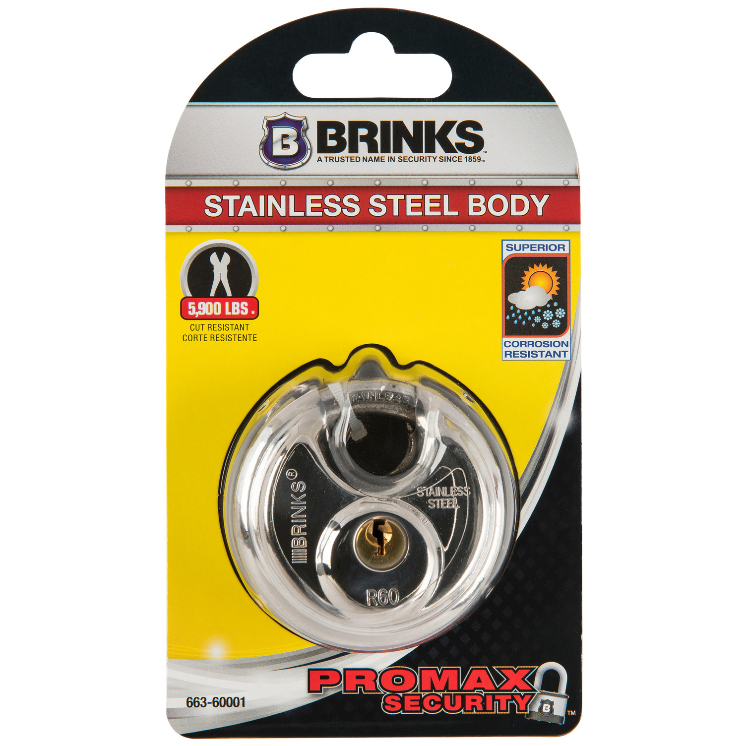 Brinks 60mm Stainless Steel Keyed Discus Padlock photo 2