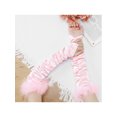 thumbnail image 7 of Women's Satin Hooked Finger Gloves Feather Cuffs Fingerness Costplay Sleeves for Christmas Dance 1920s Party Pink, 7 of 7