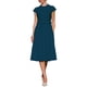thumbnail image 1 of Vestido plisado de mujer Inspire Chic con cuello simulado, mangas cortas, ceñido a la cintura, estilo A, color azul pavo real, 1 of 5