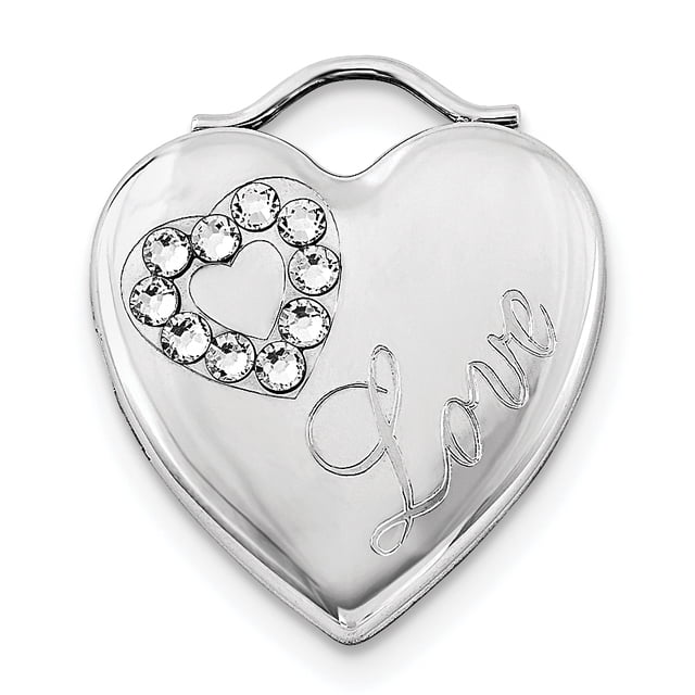 925 Sterling Silver Rhodium-Plated 24mm Swarovski Crystal Heart Locket