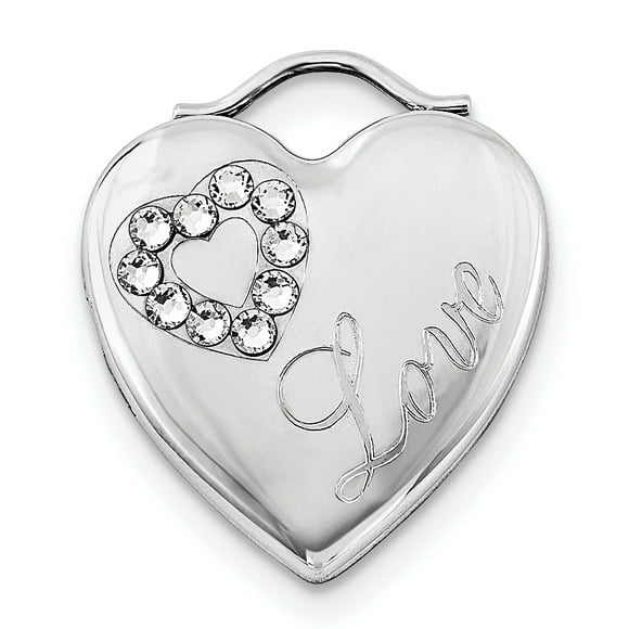 925 Sterling Silver Rhodium-Plated 24mm Swarovski Crystal Heart Locket
