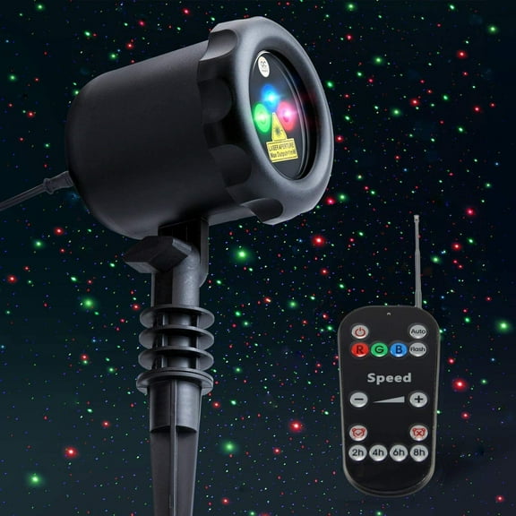 Christmas Laser Projector Lights 3 Colors Lase Christmas Lights Projectors Outdoor Landscape Stage Xmas Lamp Christmas Xmas Decoration Lights for Home Garden RED BLUE & GREEN Colour