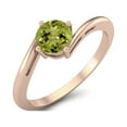 thumbnail image 2 of 0.50 Ctw Round Peridot 925 Sterling Silver Rose Vermeil Solitaire Bypass Valentines Day Gifts Ring, 2 of 3