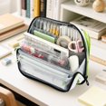 thumbnail image 6 of Standing Pencil Case with Base Large Capacity Stationery Pouch Pen Bag with Zipper for Women Men Cartoon Green Apples Pattern, 6 of 7