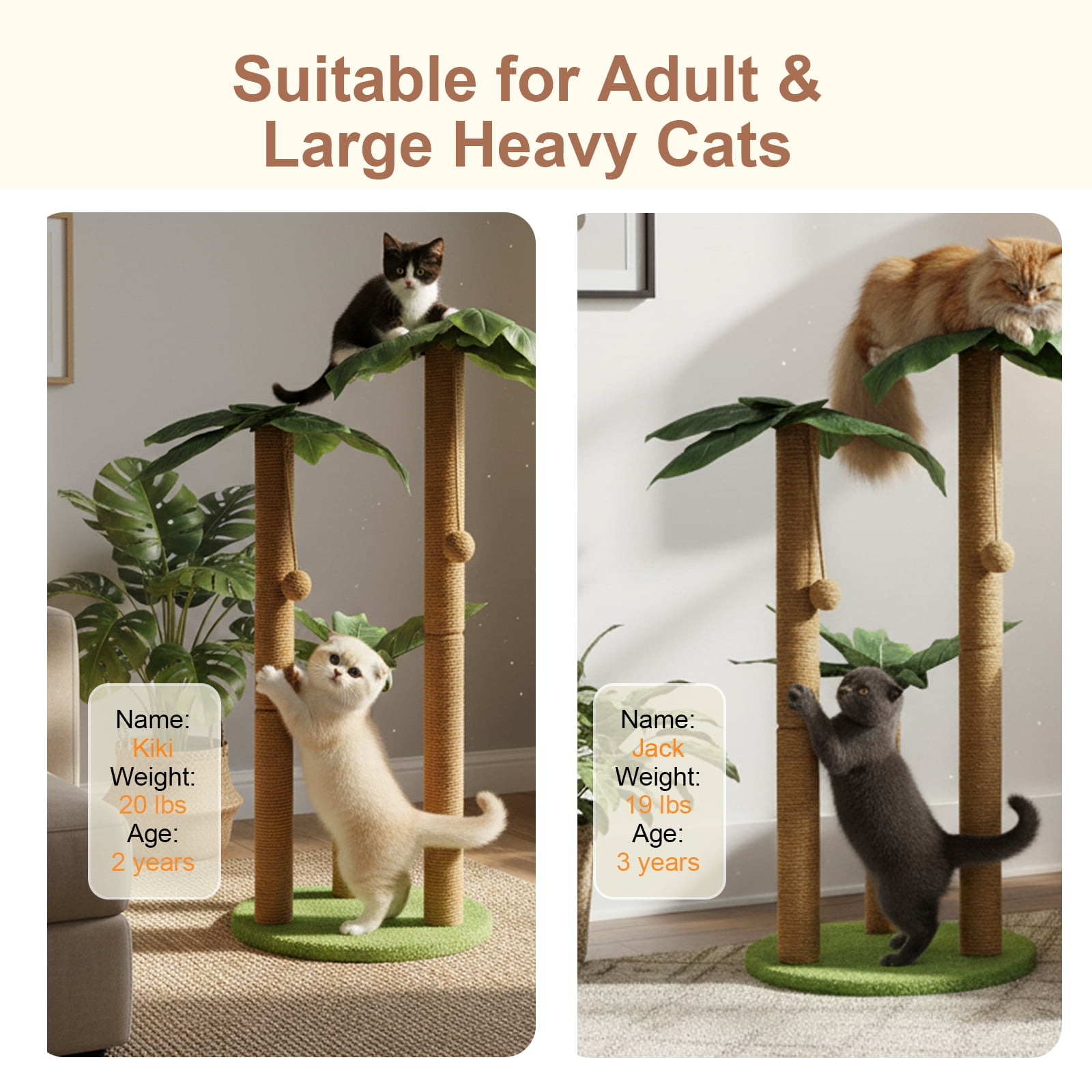 ManyFun  34" Cat Scratching Posts Sisal Cat Scratcher Green,with Interactive Balls for Indoor Cats, Extra Large