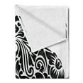 thumbnail image 2 of Animal Soft Flannel Fleece Throw Blanket, Floral Ornamental Animal Mammal Tattoo Art, Cozy Plush for Indoor and Outdoor Use, 60" x 80", Black and White, by Ambesonne, 2 of 5