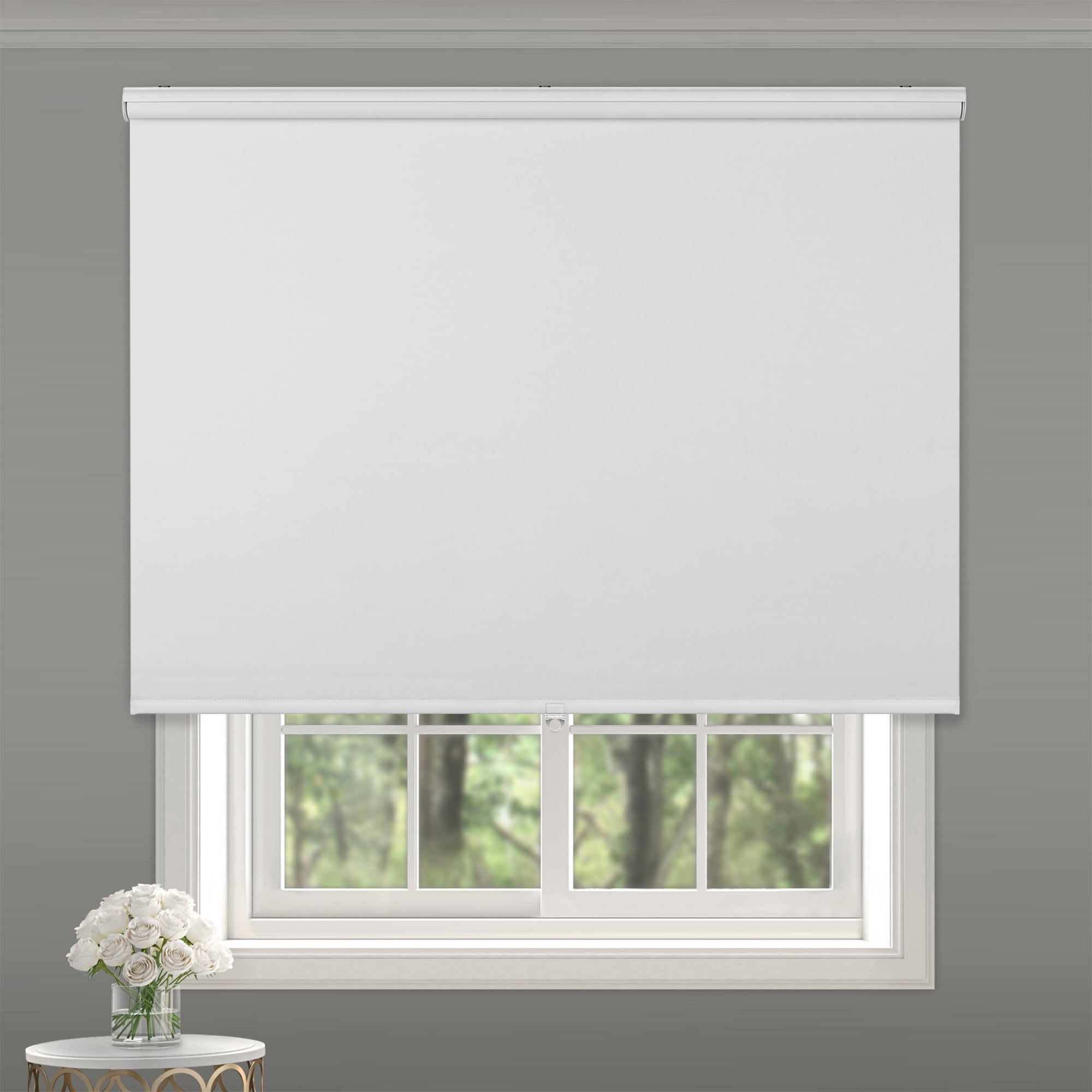 Mainstays Blackout Slow Release Roller Shade, 1-Piece, White, 27" W x 72" L