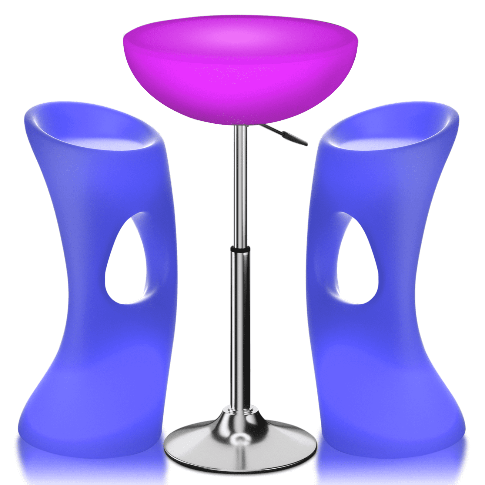 Magshion Set of 3 LED Light Up Bar Table + Stools, 16 Color Changing Rechargeable Table and