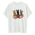 thumbnail image 4 of Blusa informal de manga corta con cuello redondo y estampado de Pascua para mujer Pompotops  hfajkhk128229, 4 of 6