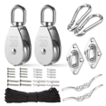 thumbnail image 1 of M20 Stainless Steel Pulley System Kit-Heavy-Duty Pulley Wheel, Pulley Block with Nylon Rope 4MM, Hooks, Plate (2 Pack), 1 of 6