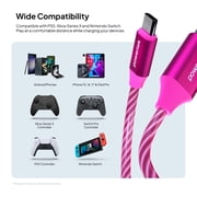 Powertek Light-Up USB-A to USB-C Charging Cable, 5 ft, Pink