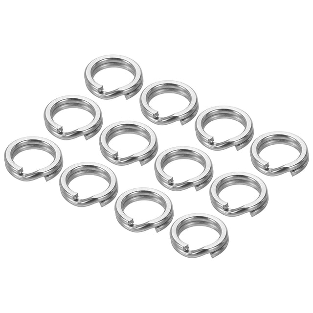 Unique Bargains , 0.55 x 0.39' Fishing Split Rings Fishing Swivel Stainless Steel Rings with Double Flattened Connectors,100 PACK