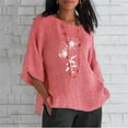 thumbnail image 1 of ICHUANYI Clearance Women Summer Sexy Print Regular Button Round Neck Short Sleeve Women Short Sleeves Top(Pink, M) ICHUANYI WER2023081100585, 1 of 5