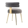 thumbnail image 5 of Velvet Accent Chair, Mid Century Modern Upholstered Leisure Chair with Curved Backrest and Golden Metal Legs, Comfy Armless Side Dining Chair for Dining Room, Living Room, Bedroom, Grey, 5 of 7