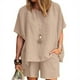 thumbnail image 4 of Mujeres Casual Verano Cuello redondo Manga corta Tops y pantalones cortos Conjunto de dos piezas Traje Fridja  fhjkhfk458689, 4 of 8