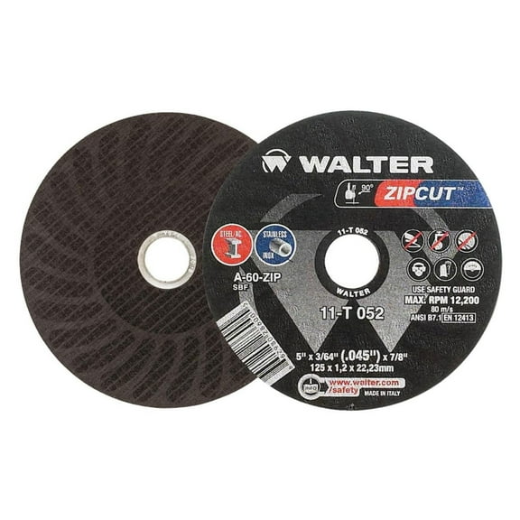 Walter 11T052 5x3/64x7/8 ZIP Performance Cut-Off Wheels Type 1 A60 Grit, 25 pack