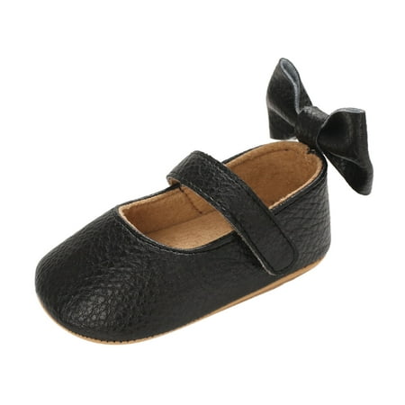 

Kids Solid Bowknot Non-Slip First Walking Shoes