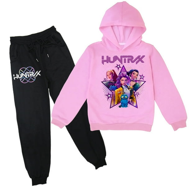 Pop Hooded Sweatshirt Set| Demo-n Hunters Team Cute Cartoon Design|HUNTR/X Rumi,Mire Zoeyy Kids Long Sleeve Hooded Sweatshirt,Comfortable Relaxed Fit Tee for Women, Girls, Daily Lounge Wear