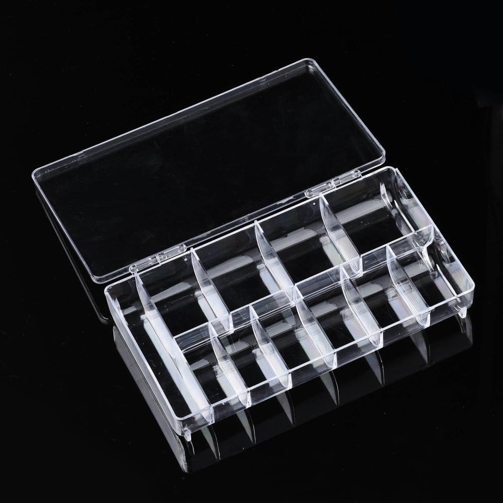 Polystyrene Bead Storage Containers with Cover and 11 Grids for Jewelry Beads Small Accessories Rectangle Clear 2.02x11.9x3.3cm