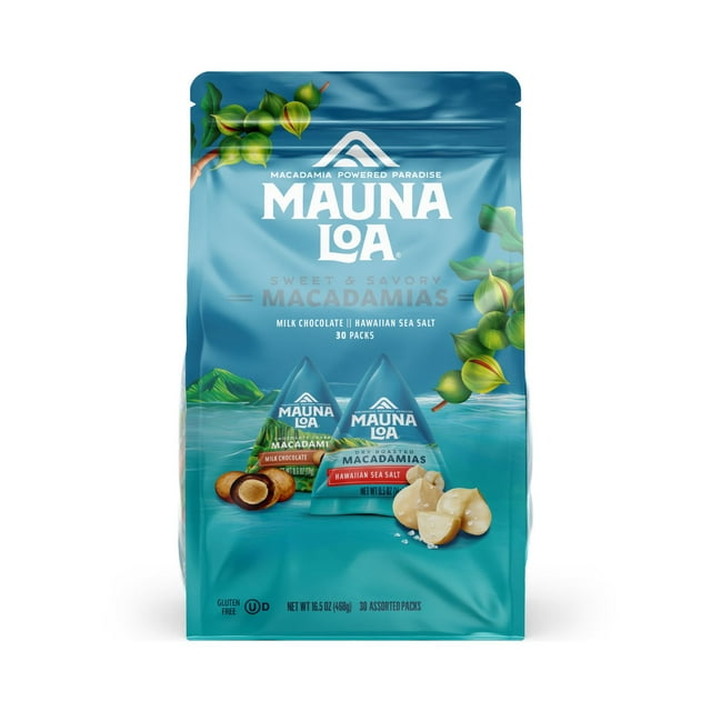 Mauna Loa Sweet and Savory Macadamias, Milk Chocolate and Hawaiian Sea Salt 30 pk.
