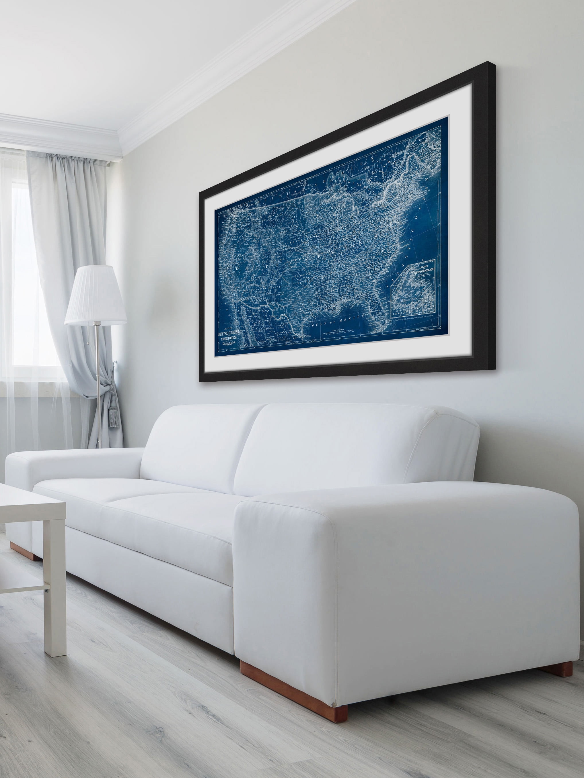 "US Map Blueprint" Framed Painting Print