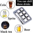 thumbnail image 5 of Ensemble de Pierres à Whisky en Acier Inoxydable, 8 Pcs Roches Rafraîchissantes, Glaçons Métalliques Réutilisables, Refroidisseur de Vin pour Boisson, Accessoires de Bar avec Pinces à Glace Plateau de Rangement pour Congélateur, 5 of 5