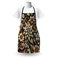 thumbnail image 2 of Boho Floral Apron, Traditional Style Ethnic Flowering Motifs Jumble Look Ornaments, Unisex Kitchen Bib with Adjustable Neck for Cooking Gardening, Adult Size, Black Sepia and Orange, by Ambesonne, 2 of 3