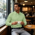 thumbnail image 6 of Sewkxo Men's Polo Shirts Long Sleeve Golf Polo Shirts for Men Breathable Polos Casual Collared Shirts,Mint Green M, 6 of 7
