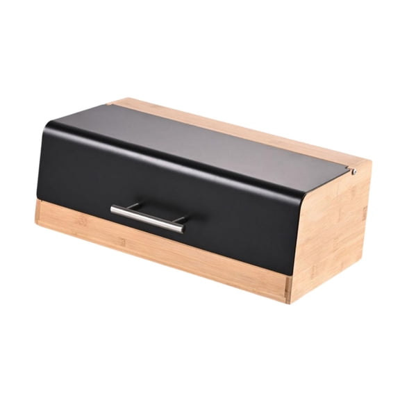 Bread Bin Storage Container Organizer with Bamboo Iron Material for Kitchen Living Room Office Use