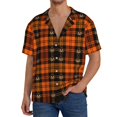 thumbnail image 1 of Fotbe Halloween Tartan Plaid Camisa Estampada de Manga Corta para Hombre, Casual de Verano, Estilo Playero, Sin Arrugas-4X-Large, 1 of 5